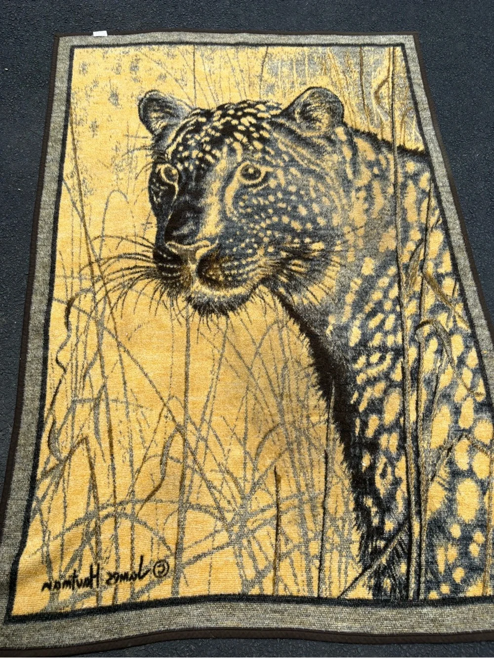 Biederlack Reversible Blanket Throw Cheetah Leopard  James Hautman Brown Gold